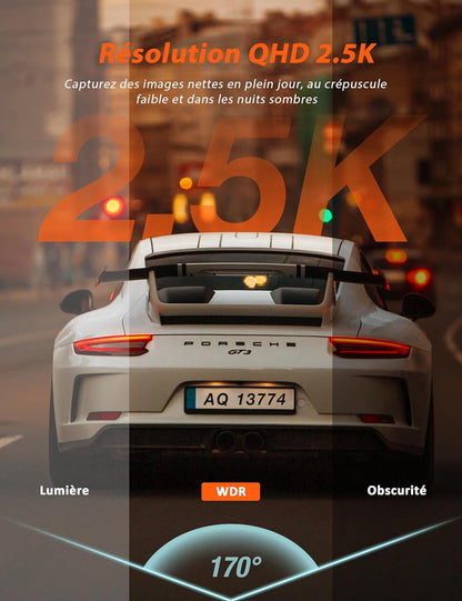 Dashcam Voiture 2.5K Ultra HD 🚗 | WiFi + Vision Nocturne | Sécurité 24h