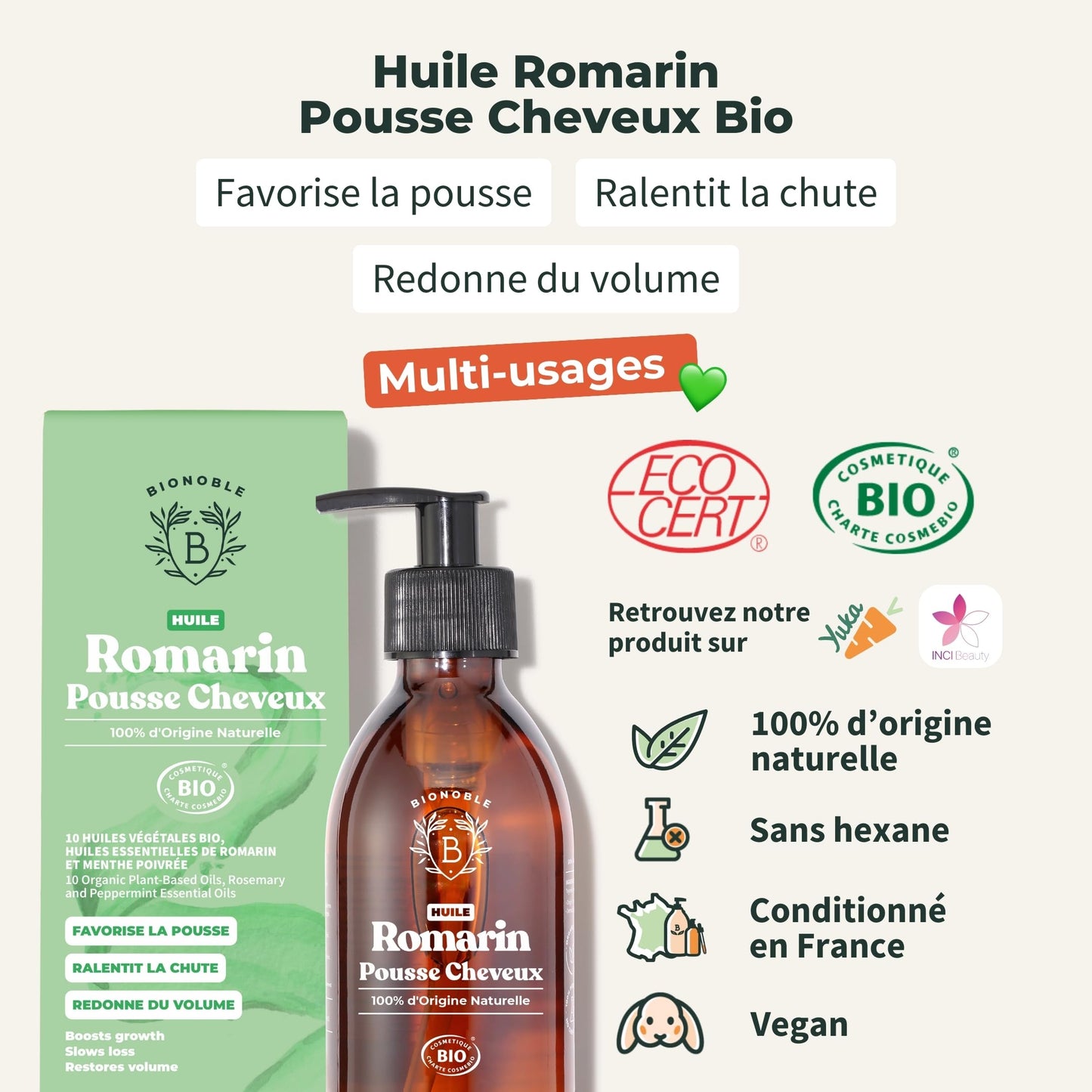 Huile de Ricin Bio – Pousse Cheveux, Cils & Barbe | 100ml Bionoble