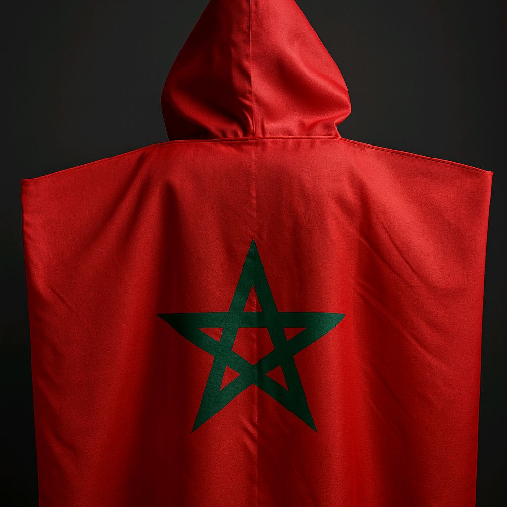 Drapeau Maroc 150x90 cm - Cape Drapeau Marocain 100% Polyester Avec Manches Intégrées - Body Flag 80g pour Rassemblements et Festivals