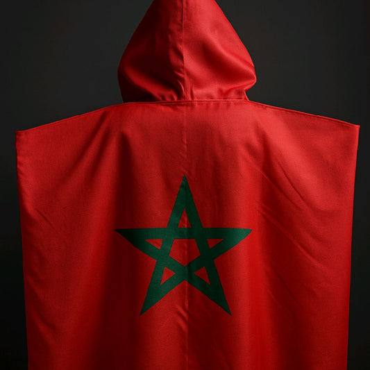 Drapeau Maroc 150x90 cm - Cape Drapeau Marocain 100% Polyester Avec Manches Intégrées - Body Flag 80g pour Rassemblements et Festivals