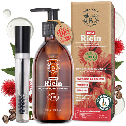 Huile de Ricin Bio – Pousse Cheveux, Cils & Barbe | 100ml Bionoble