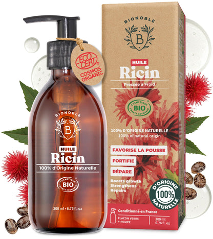 Huile de Ricin Bio – Pousse Cheveux, Cils & Barbe | 100ml Bionoble