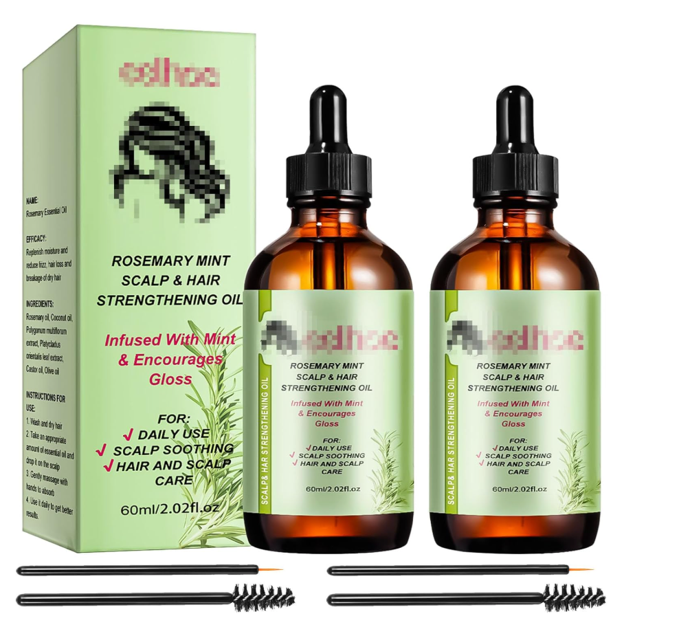 2 Pièces Huile de Romarin Naturelle pour Cheveux