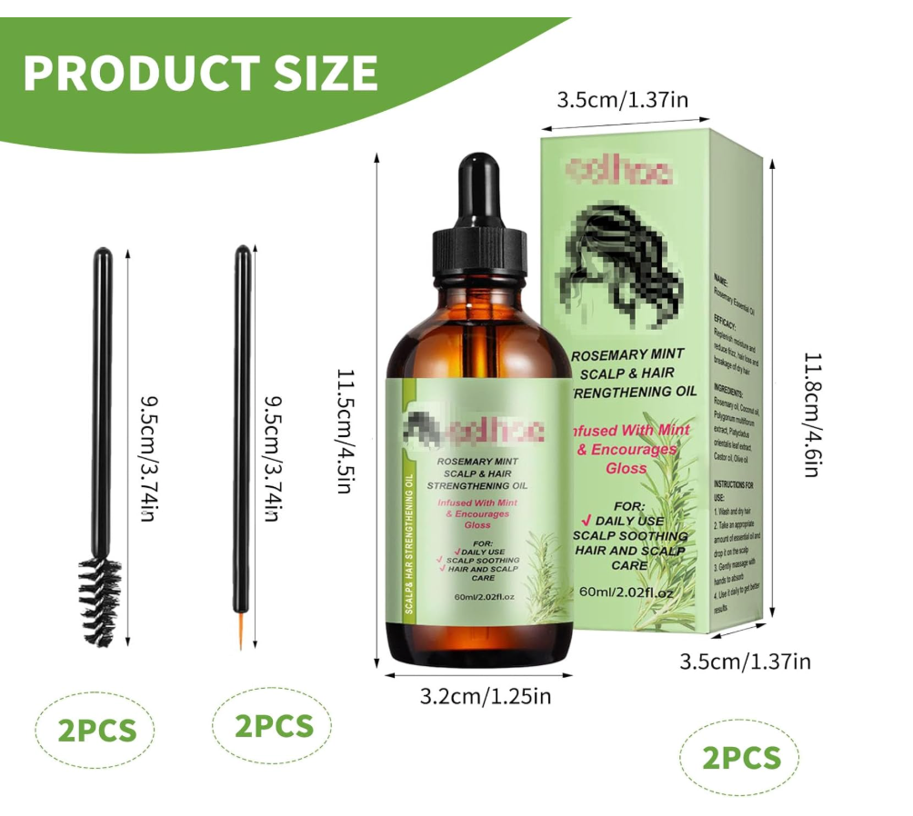 2 Pièces Huile de Romarin Naturelle pour Cheveux