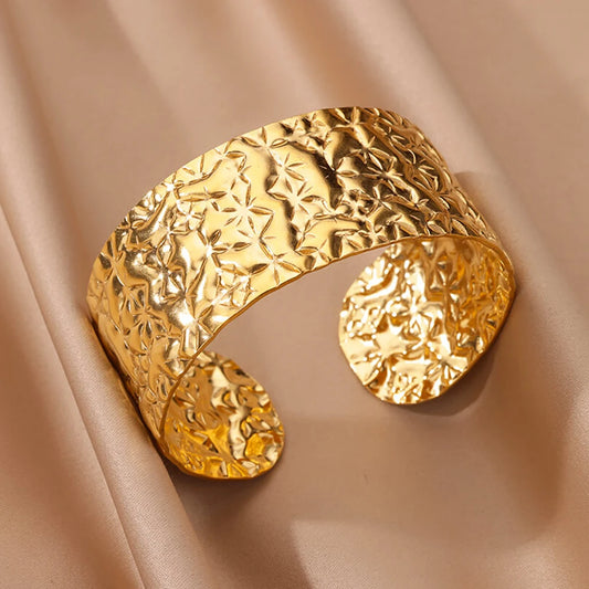 Bracelet Manchette Femme Cuir & Or – Style Géométrique Élégant