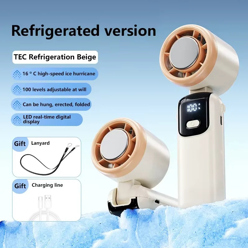 Ventilateur Portable Rechargeable – Refroidissement Rapide Turbo 100 Vitesses