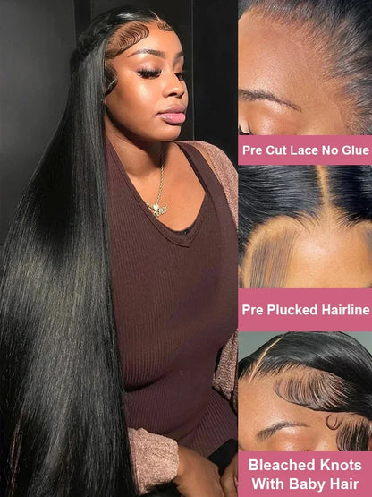 30 Inch Bone Straight HD Lace Front Wig – 220% Density Brazilian Human Hair, 13x4 / 13x6 Transparent Lace