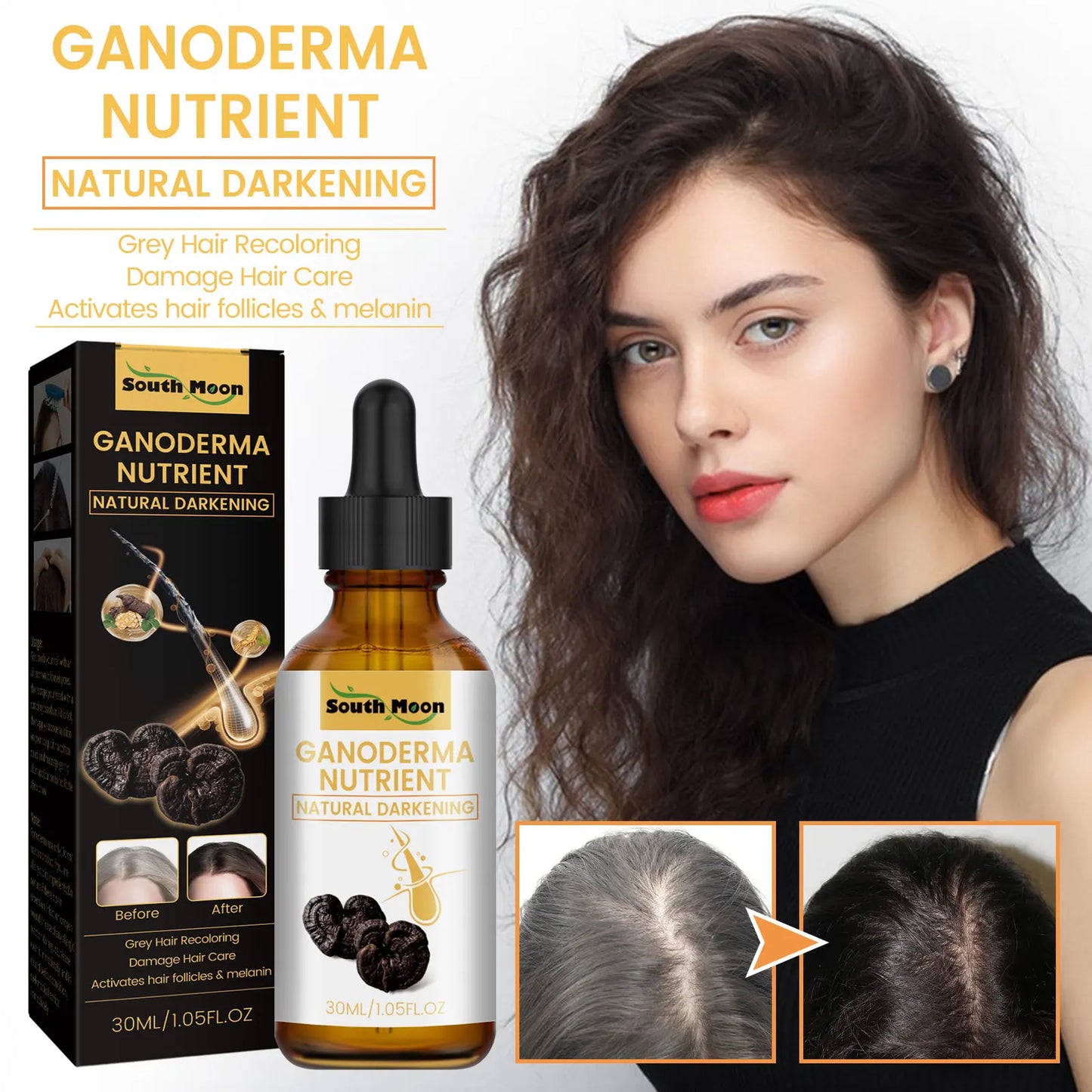 Sérum capillaire au Ganoderma – Soin du cuir chevelu – Texture liquide – Usage quotidien – 30 ml