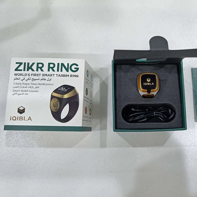 2026 Bague Zikr Intelligente – Tasbih Digital avec Vibration & Qibla