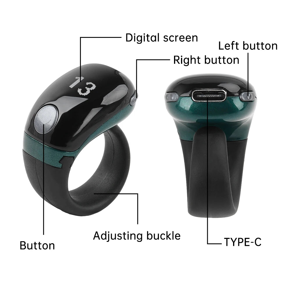 Bague Tasbih Digitale Rechargeable – Zikr Intelligent avec Vibration