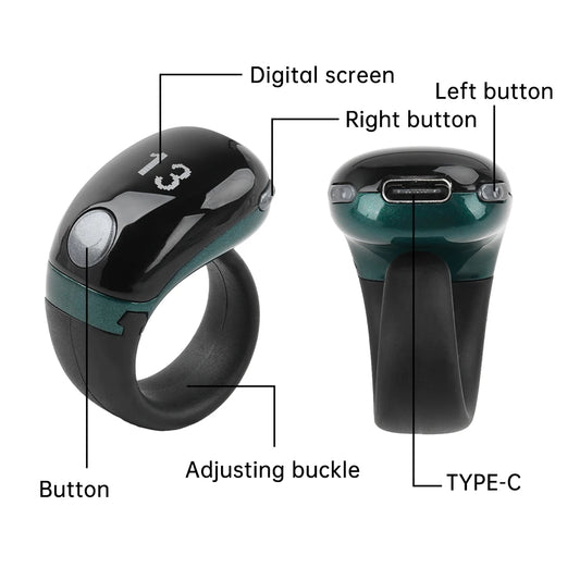 Bague Zikr Digitale – Tasbih Rechargeable Type-C avec Vibration
