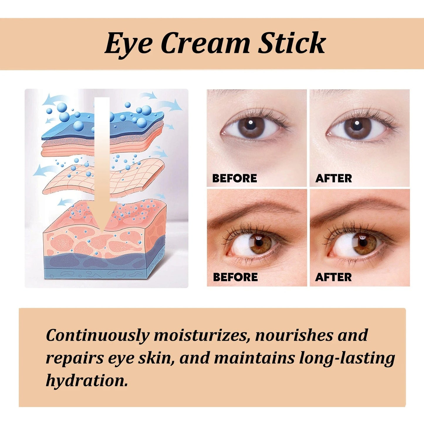 Stick yeux à l’escargot & collagène : cernes, ridules et poches ciblés ✨