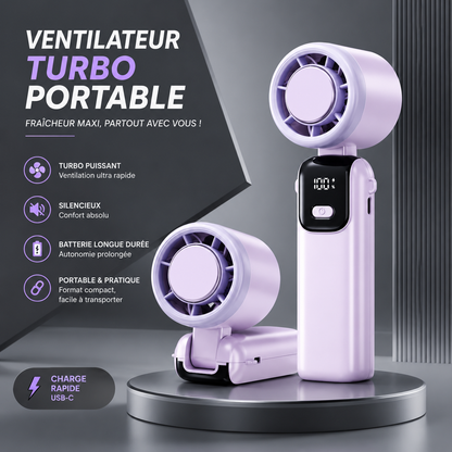 Ventilateur Portable Rechargeable – Refroidissement Rapide Turbo 100 Vitesses